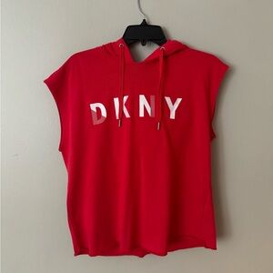 DKNY Red Hooded Logo Sports Tee